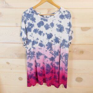Lane Bryant Women's Size 26/28 Livi Active Workout Yoga T-Shirt Tie Dye Top